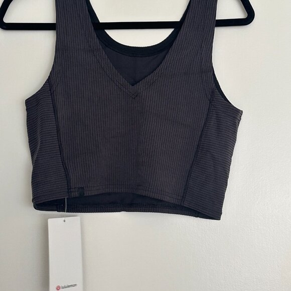 Faded Black / Gray  Lululemon Ribbed Softstreme Cropped Tank Top - Picture 4 of 5